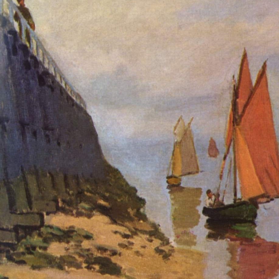 Detail of The Harbour At Trouville by Claude Monet showing the brushwork and surface texture of the painting Detail of The Harbour At Trouville by Claude Monet showing the brushwork and surface texture of the painting