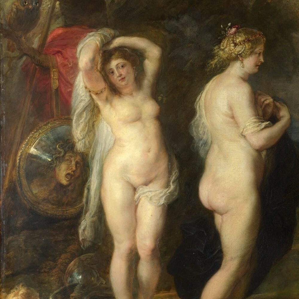 Detail of The Judgement of Paris by Peter Paul Rubens showing the brushwork and surface texture of the painting Detail of The Judgement of Paris by Peter Paul Rubens showing the brushwork and surface texture of the painting