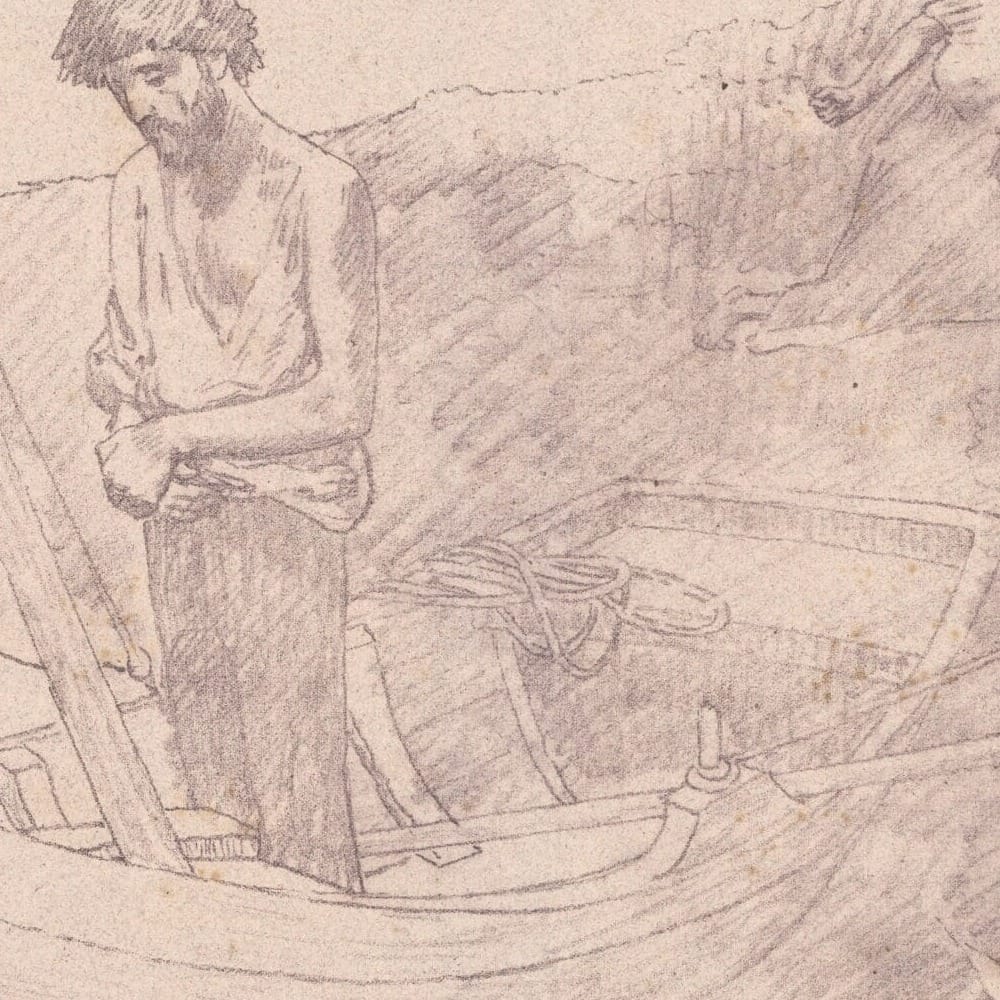 Detail of The Poor Fisherman by Pierre Puvis de Chavannes showing the brushwork and surface texture of the painting Detail of The Poor Fisherman by Pierre Puvis de Chavannes showing the brushwork and surface texture of the painting
