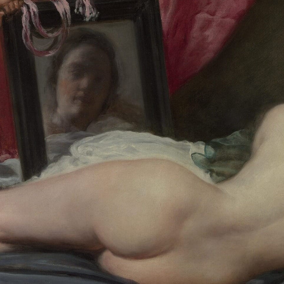 Detail of The Rokeby Venus by Diego Velazquez showing the brushwork and surface texture of the painting Detail of The Rokeby Venus by Diego Velazquez showing the brushwork and surface texture of the painting