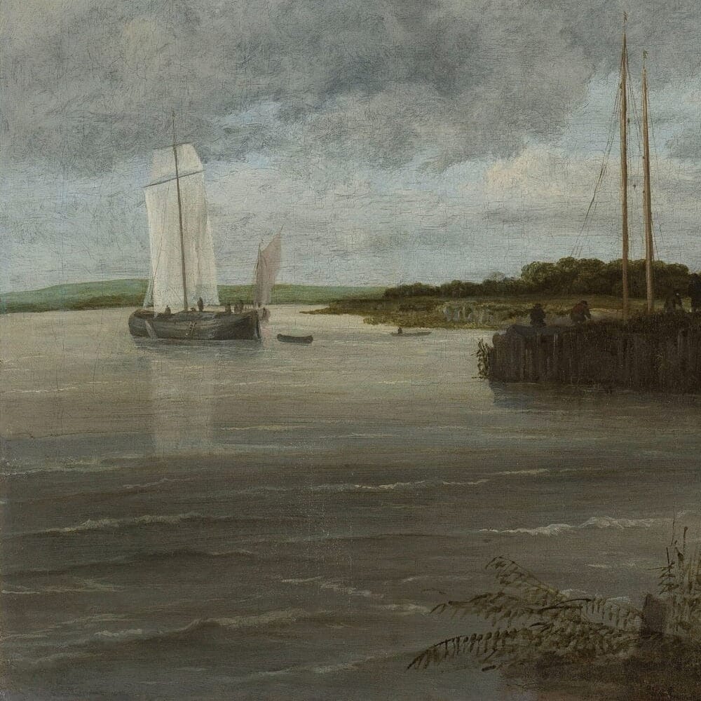 Detail of The Windmill at Wijk bij Duurstede by Jacob van Ruisdael showing the brushwork and surface texture of the painting Detail of The Windmill at Wijk bij Duurstede by Jacob van Ruisdael showing the brushwork and surface texture of the painting