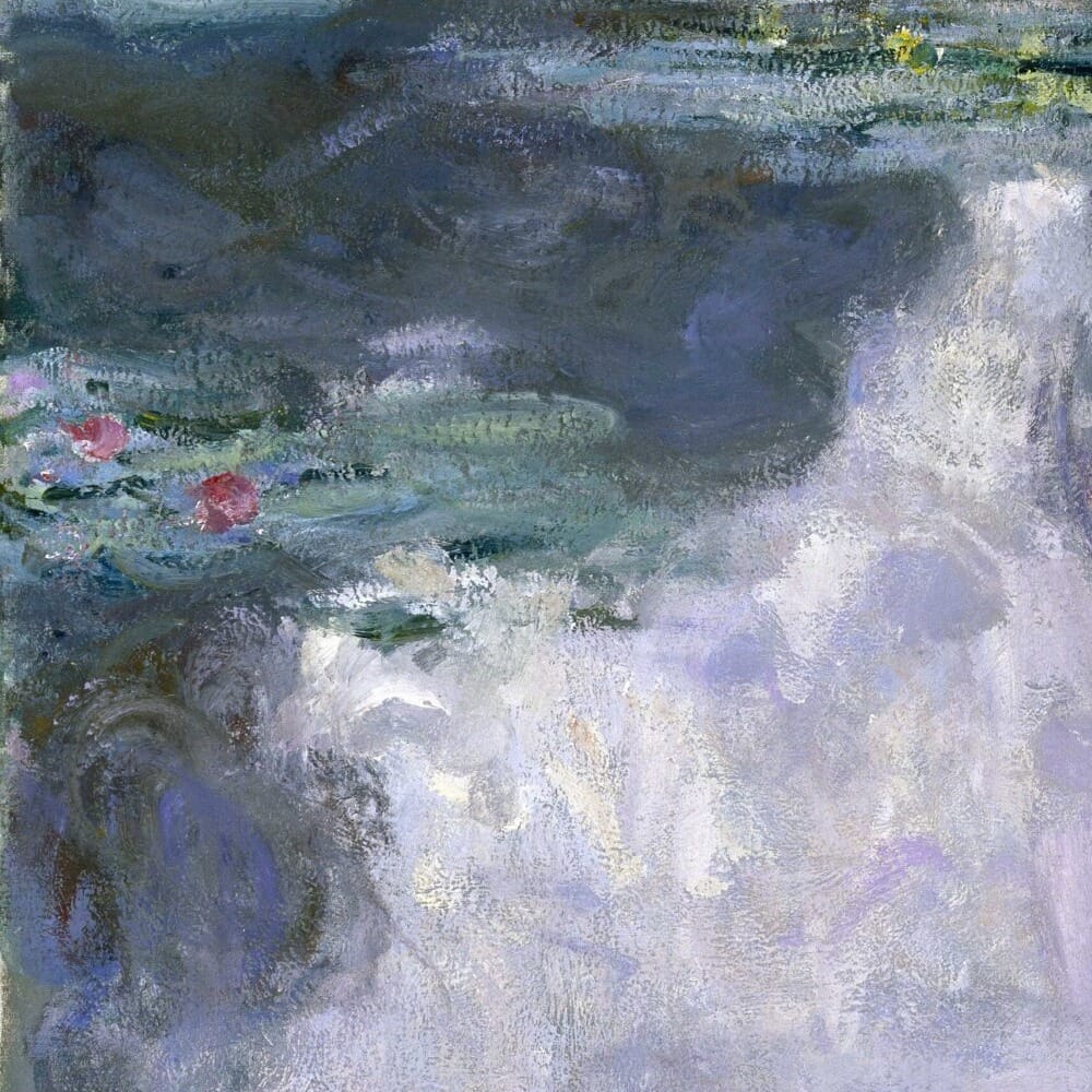 Detail of Water Lilies by Claude Monet showing the brushwork and surface texture of the painting Detail of Water Lilies by Claude Monet showing the brushwork and surface texture of the painting